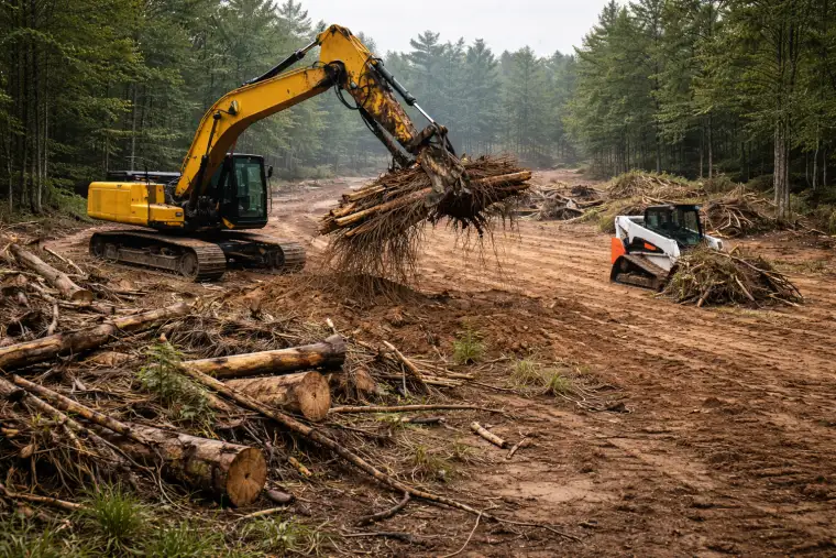 Cleared building lot in the Western NC foothills after tree and brush removal